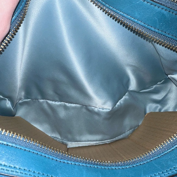 COACH HAMPTON Lindsay Vintage Leather Satchel Bag Slate Blue/Teal 12475 - Picture 4 of 13